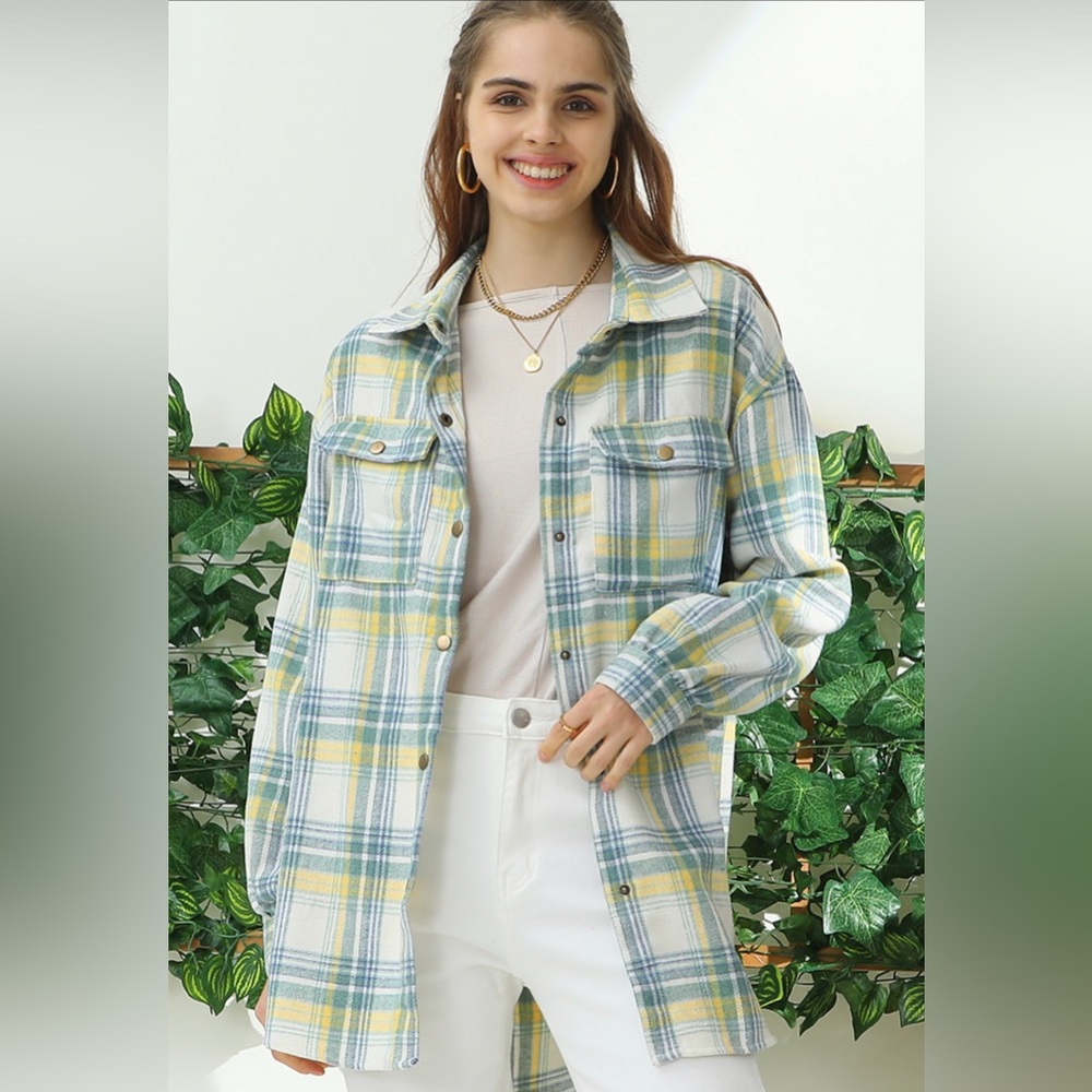 Tunic Length Flannel Plaid Shirt